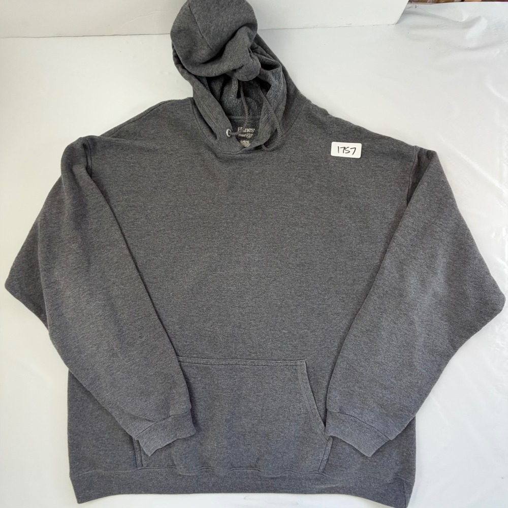 Hanes Hoodie Pullover Mens Large Gray FreshIQ Fleece Kangaroo Pocket Sweatshirt